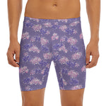 Pink And Purple Japanese Amaryllis Print Men's Long Boxer Briefs