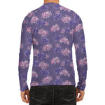 Pink And Purple Japanese Amaryllis Print Men's Long Sleeve Rash Guard