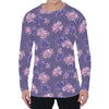 Pink And Purple Japanese Amaryllis Print Men's Long Sleeve T-Shirt