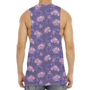 Pink And Purple Japanese Amaryllis Print Men's Muscle Tank Top