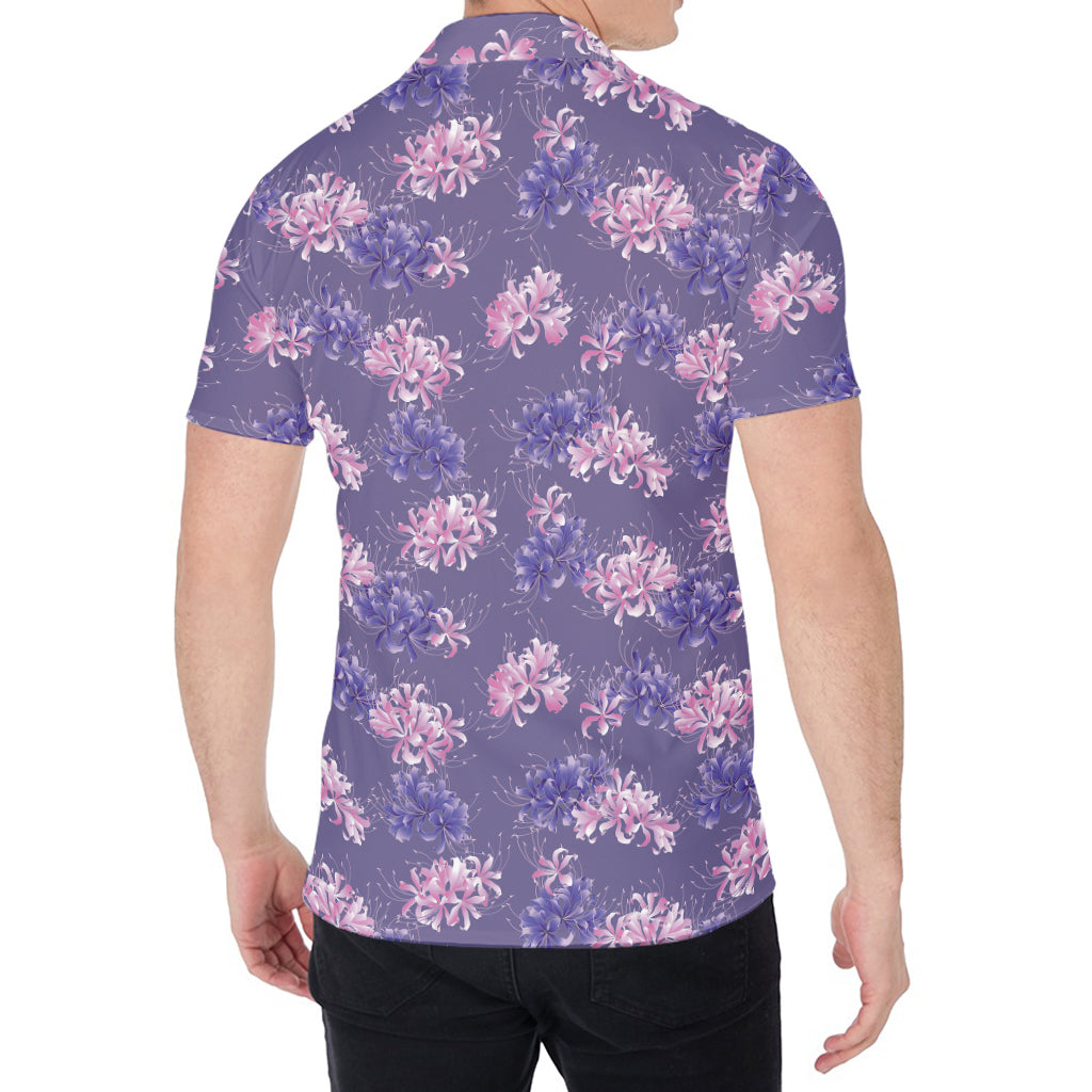 Pink And Purple Japanese Amaryllis Print Men's Shirt