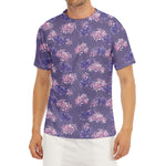 Pink And Purple Japanese Amaryllis Print Men's Short Sleeve Rash Guard