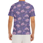 Pink And Purple Japanese Amaryllis Print Men's Short Sleeve Rash Guard