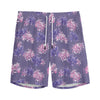 Pink And Purple Japanese Amaryllis Print Men's Sports Shorts