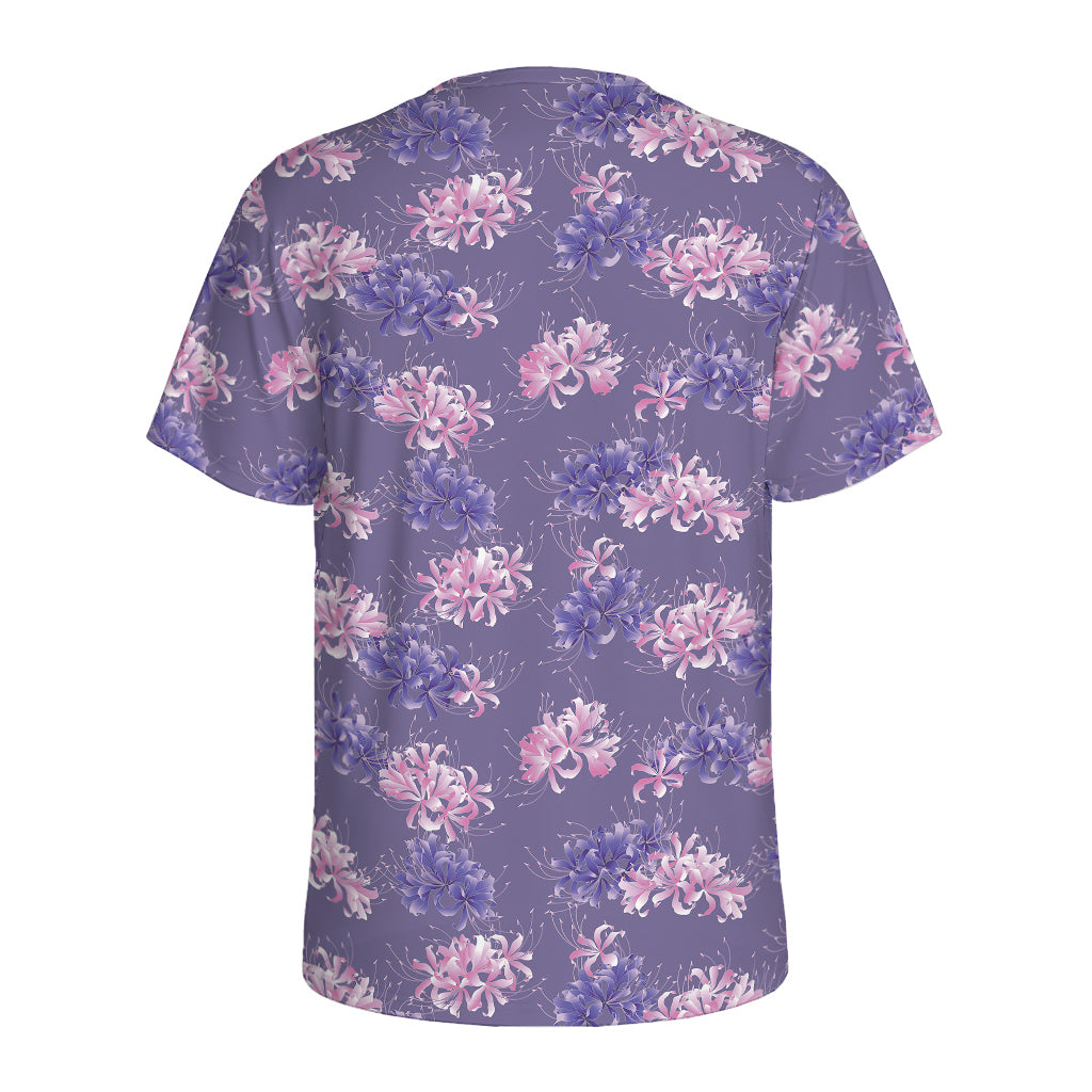 Pink And Purple Japanese Amaryllis Print Men's Sports T-Shirt