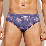 Pink And Purple Japanese Amaryllis Print Men's Swim Briefs