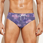 Pink And Purple Japanese Amaryllis Print Men's Swim Briefs