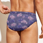 Pink And Purple Japanese Amaryllis Print Men's Swim Briefs