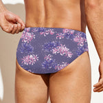 Pink And Purple Japanese Amaryllis Print Men's Swim Briefs