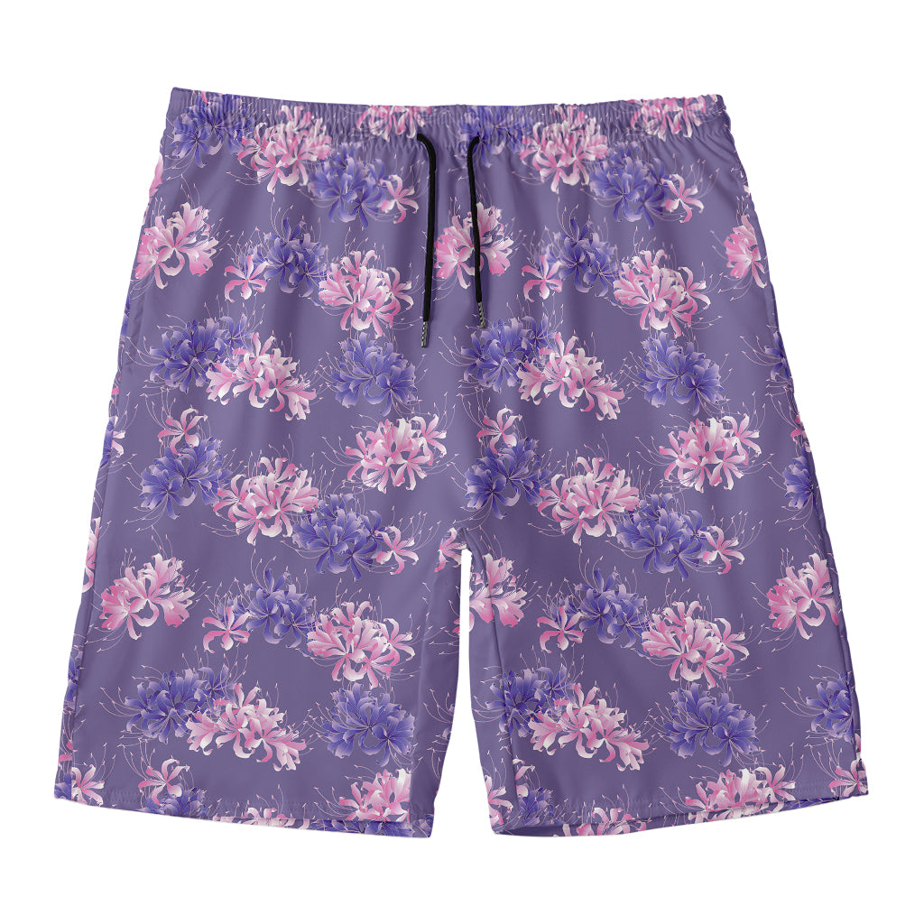 Pink And Purple Japanese Amaryllis Print Men's Swim Trunks