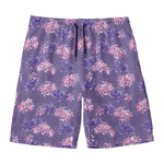 Pink And Purple Japanese Amaryllis Print Men's Swim Trunks