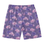 Pink And Purple Japanese Amaryllis Print Men's Swim Trunks