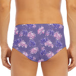 Pink And Purple Japanese Amaryllis Print Men's Triangle Swim Briefs