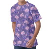 Pink And Purple Japanese Amaryllis Print Men's Velvet T-Shirt