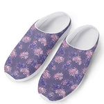 Pink And Purple Japanese Amaryllis Print Mesh Casual Shoes