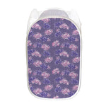 Pink And Purple Japanese Amaryllis Print Mesh Laundry Hamper