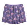 Pink And Purple Japanese Amaryllis Print Mesh Shorts