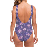 Pink And Purple Japanese Amaryllis Print One Piece Swimsuit