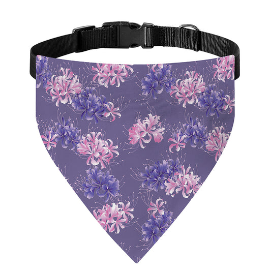 Pink And Purple Japanese Amaryllis Print Over The Collar Dog Bandana