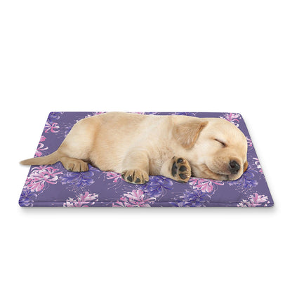 Pink And Purple Japanese Amaryllis Print Pet Cooling Mat Cover