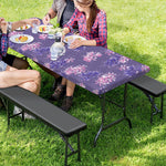 Pink And Purple Japanese Amaryllis Print Picnic Table Cover