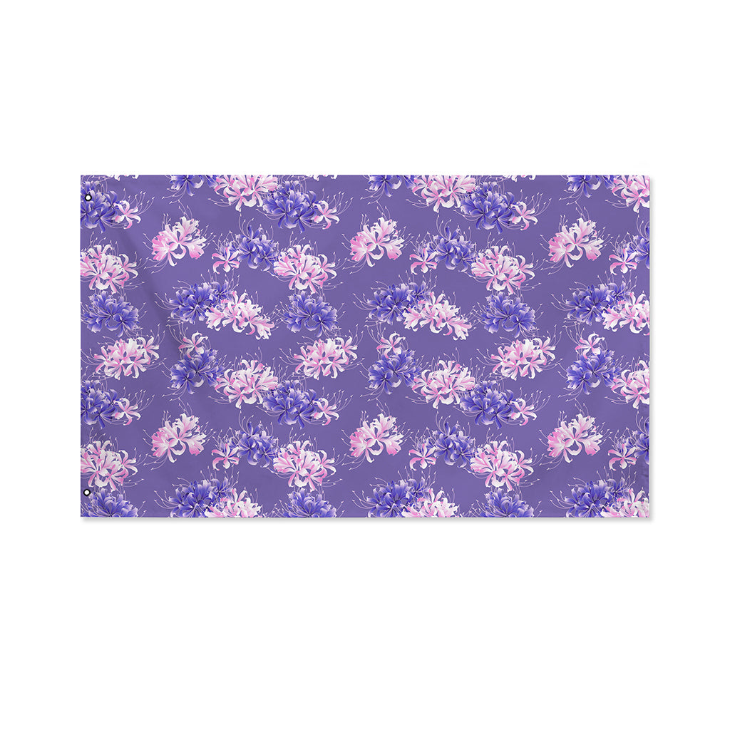 Pink And Purple Japanese Amaryllis Print Polyester Flag
