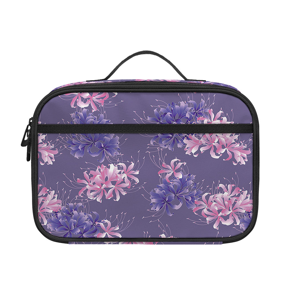 Pink And Purple Japanese Amaryllis Print Portable Lunch Bag