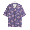 Pink And Purple Japanese Amaryllis Print Rayon Hawaiian Shirt