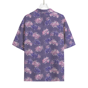 Pink And Purple Japanese Amaryllis Print Rayon Hawaiian Shirt