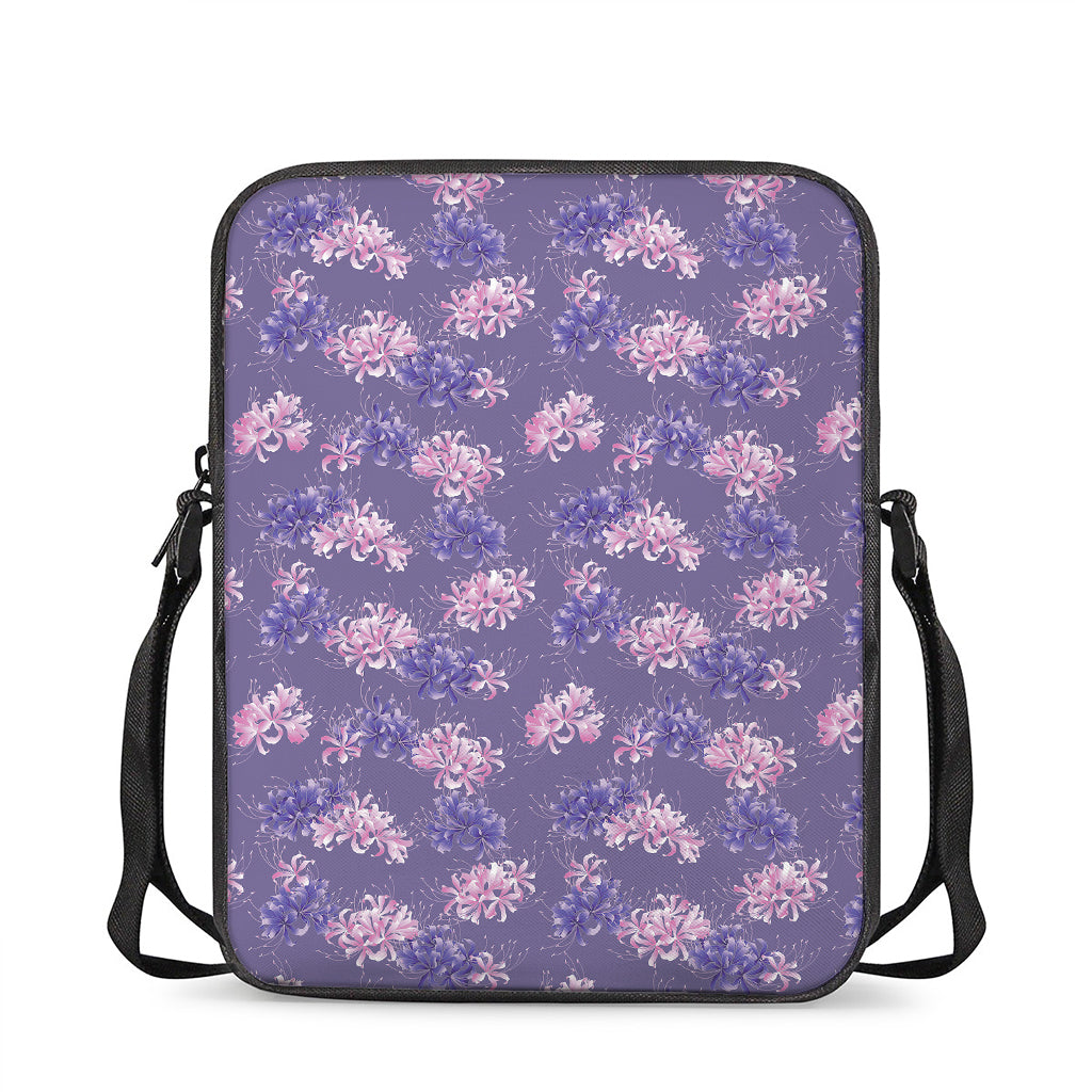 Pink And Purple Japanese Amaryllis Print Rectangular Crossbody Bag