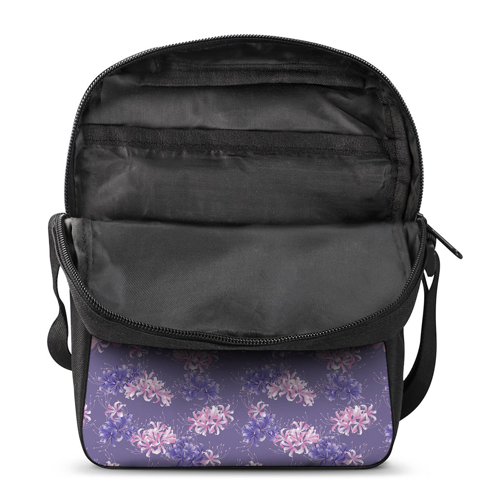 Pink And Purple Japanese Amaryllis Print Rectangular Crossbody Bag