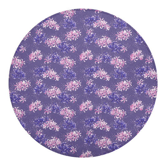 Pink And Purple Japanese Amaryllis Print Round Blanket