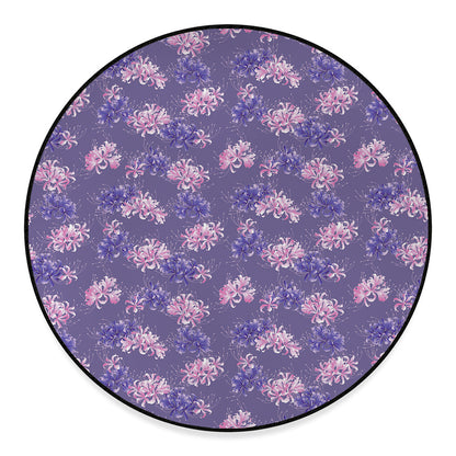 Pink And Purple Japanese Amaryllis Print Round Floor Mat