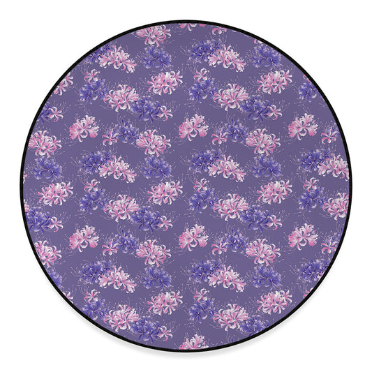Pink And Purple Japanese Amaryllis Print Round Floor Mat