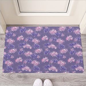 Pink And Purple Japanese Amaryllis Print Rubber Doormat