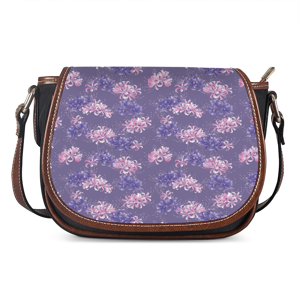 Pink And Purple Japanese Amaryllis Print Saddle Bag