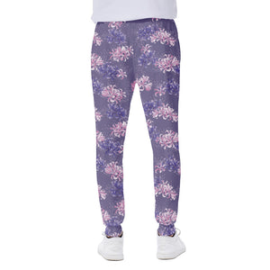 Pink And Purple Japanese Amaryllis Print Scuba Joggers