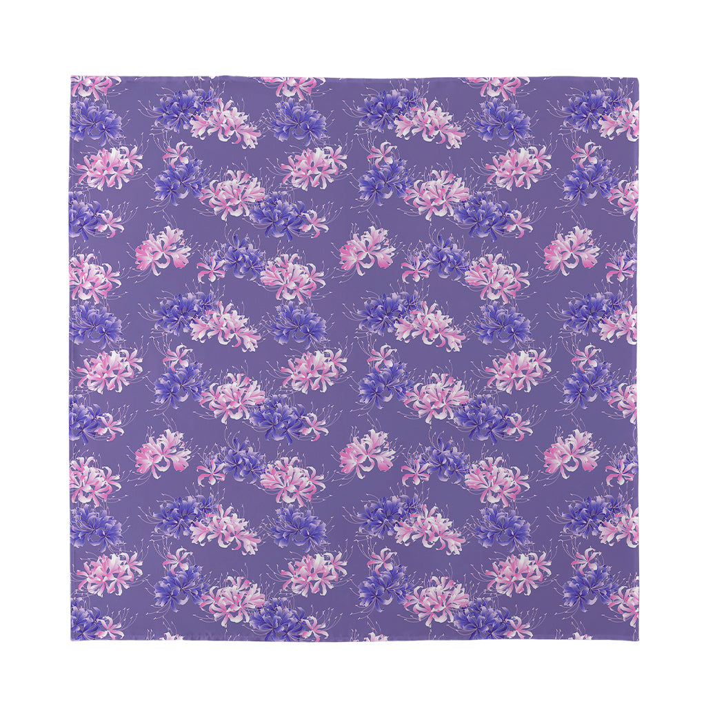 Pink And Purple Japanese Amaryllis Print Silk Bandana