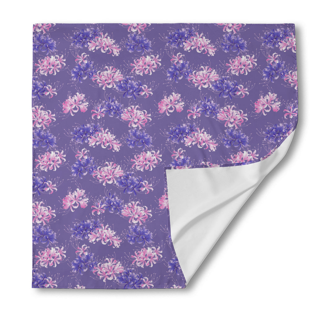 Pink And Purple Japanese Amaryllis Print Silk Bandana