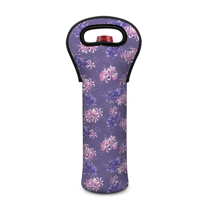 Pink And Purple Japanese Amaryllis Print Single Neoprene Wine Tote