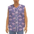 Pink And Purple Japanese Amaryllis Print Sleeveless Baseball Jersey