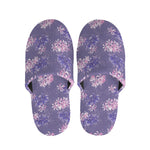 Pink And Purple Japanese Amaryllis Print Slippers