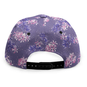 Pink And Purple Japanese Amaryllis Print Snapback Cap