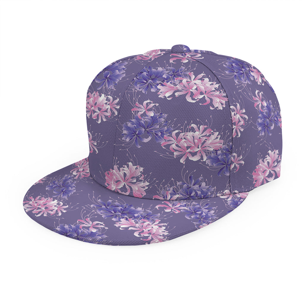 Pink And Purple Japanese Amaryllis Print Snapback Cap