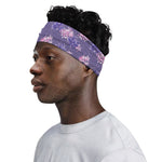 Pink And Purple Japanese Amaryllis Print Sports Headband