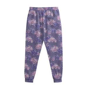 Pink And Purple Japanese Amaryllis Print Sweatpants