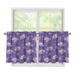 Pink And Purple Japanese Amaryllis Print Tier Curtains