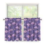 Pink And Purple Japanese Amaryllis Print Tier Curtains