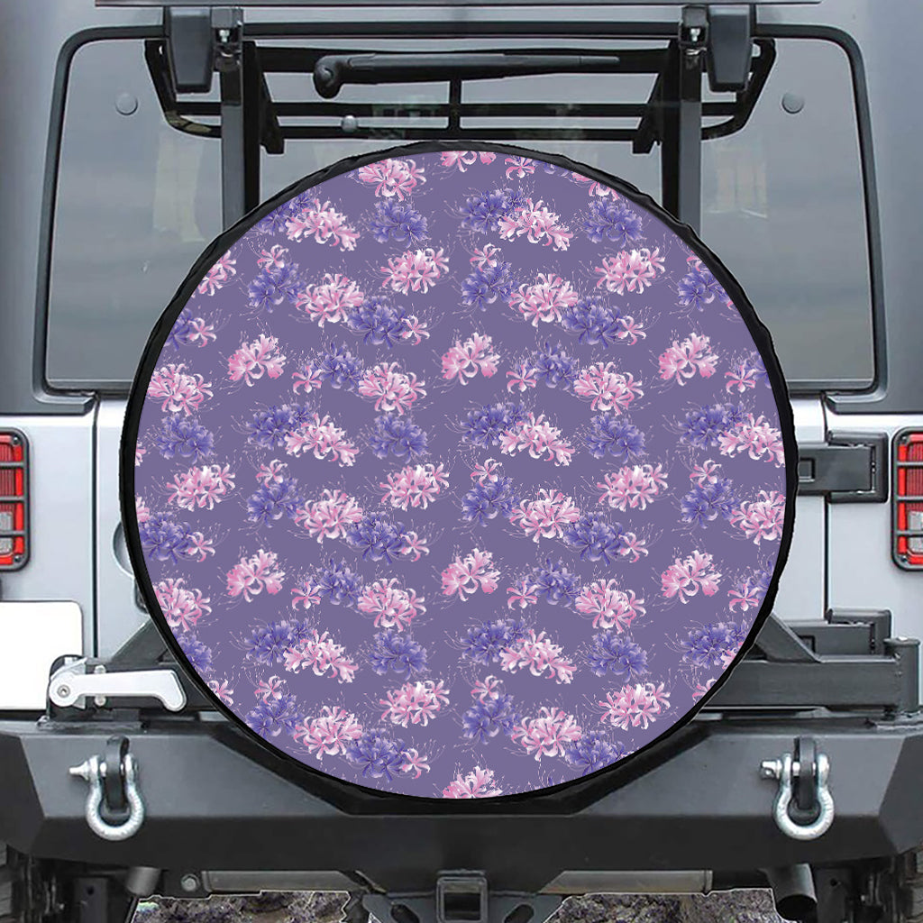 Pink And Purple Japanese Amaryllis Print Tire Cover
