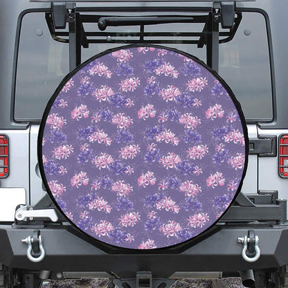 Pink And Purple Japanese Amaryllis Print Tire Cover